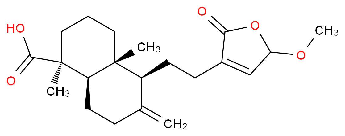 (1S,4aR,5S,8aR)-5-[2-(5-methoxy-2-oxo-2,5-dihydrofuran-3-yl)ethyl]-1,4a-dimethyl-6-methylidene-decahydronaphthalene-1-carboxylic acid_分子结构_CAS_769928-72-5