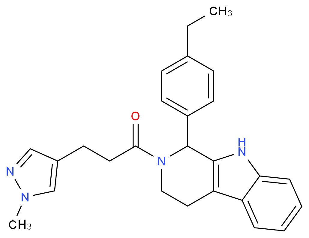 1-(4-ethylphenyl)-2-[3-(1-methyl-1H-pyrazol-4-yl)propanoyl]-2,3,4,9-tetrahydro-1H-beta-carboline_分子结构_CAS_)