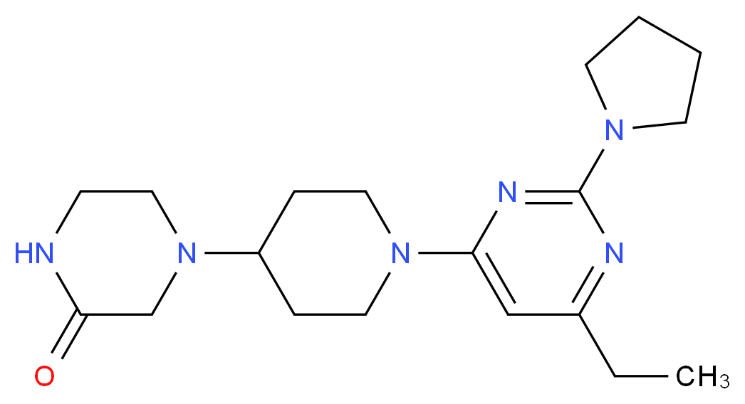 4-[1-(6-ethyl-2-pyrrolidin-1-ylpyrimidin-4-yl)piperidin-4-yl]piperazin-2-one_分子结构_CAS_)