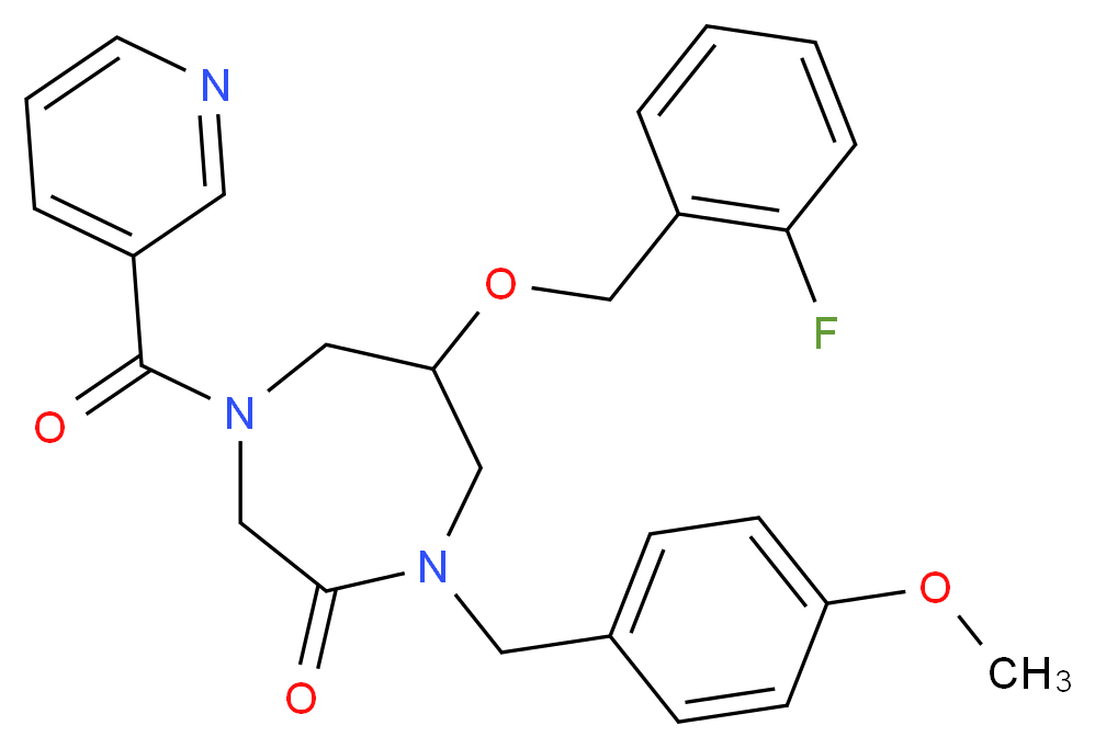 6-[(2-fluorobenzyl)oxy]-1-(4-methoxybenzyl)-4-(3-pyridinylcarbonyl)-1,4-diazepan-2-one_分子结构_CAS_)