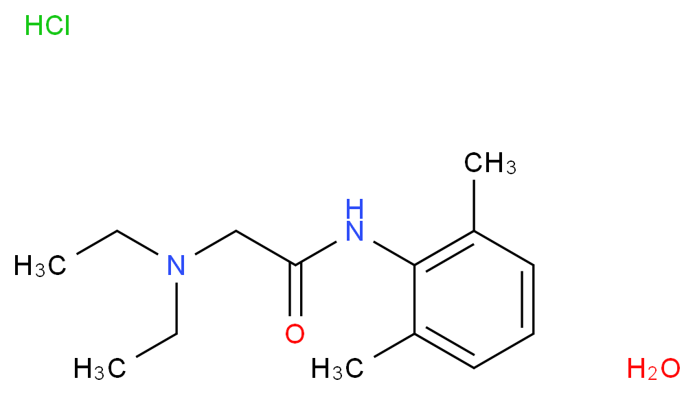 2-(diethylamino)-N-(2,6-dimethylphenyl)acetamide hydrate hydrochloride_分子结构_CAS_6108-05-0