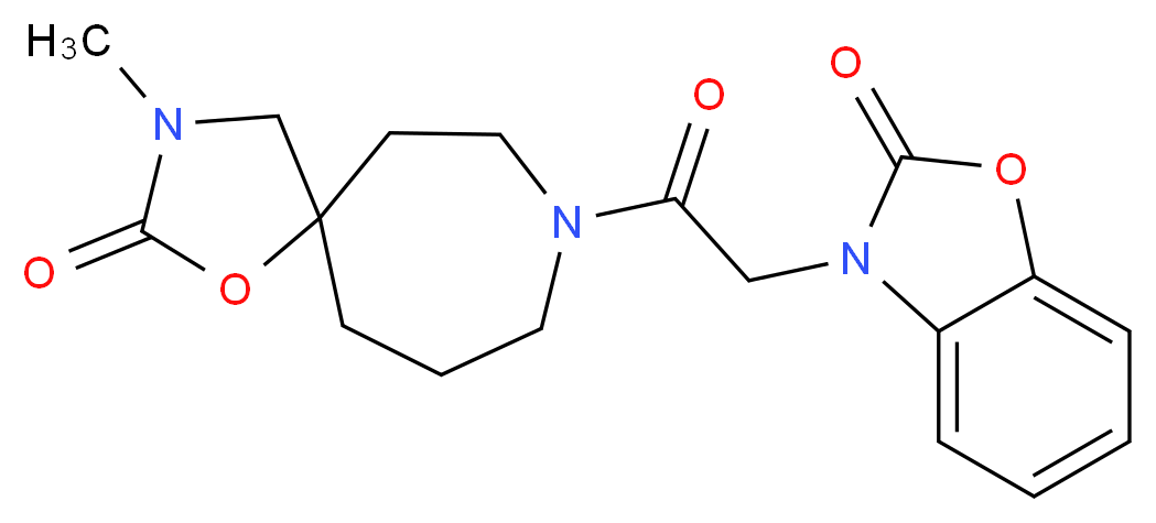 3-methyl-8-[(2-oxo-1,3-benzoxazol-3(2H)-yl)acetyl]-1-oxa-3,8-diazaspiro[4.6]undecan-2-one_分子结构_CAS_)