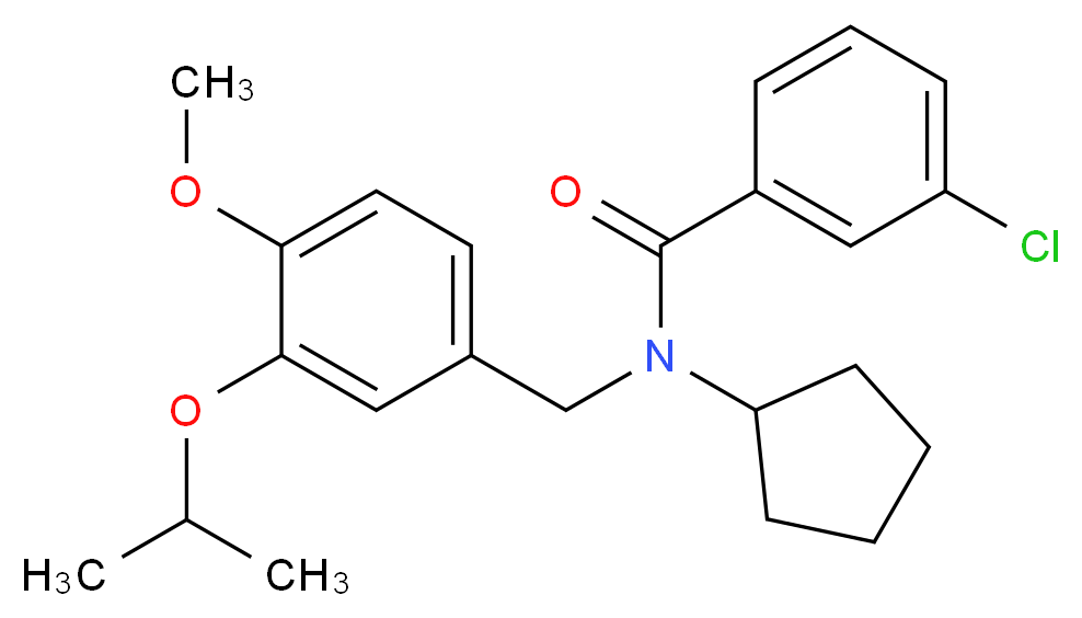 3-chloro-N-cyclopentyl-N-(3-isopropoxy-4-methoxybenzyl)benzamide_分子结构_CAS_)