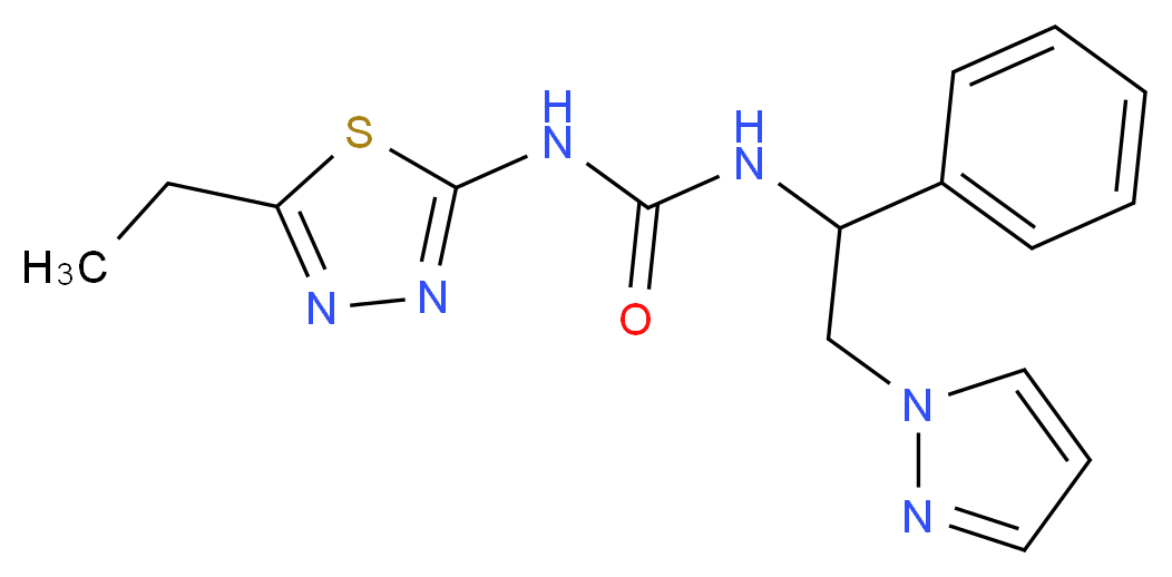 N-(5-ethyl-1,3,4-thiadiazol-2-yl)-N'-[1-phenyl-2-(1H-pyrazol-1-yl)ethyl]urea_分子结构_CAS_)