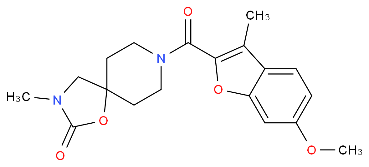 8-[(6-methoxy-3-methyl-1-benzofuran-2-yl)carbonyl]-3-methyl-1-oxa-3,8-diazaspiro[4.5]decan-2-one_分子结构_CAS_)