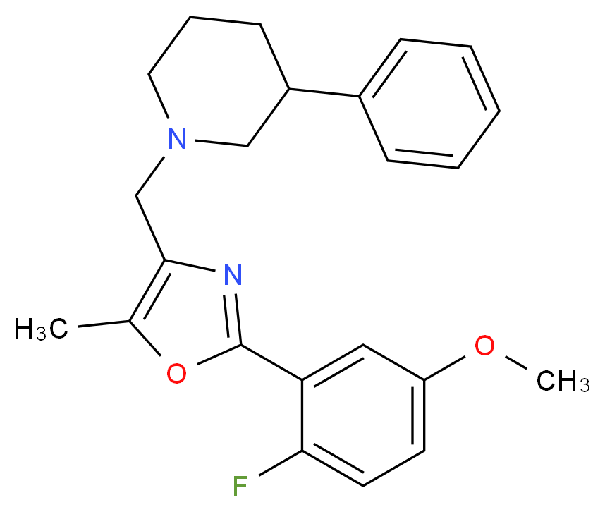 1-{[2-(2-fluoro-5-methoxyphenyl)-5-methyl-1,3-oxazol-4-yl]methyl}-3-phenylpiperidine_分子结构_CAS_)