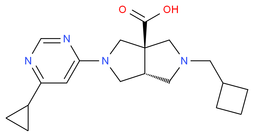 (3aR*,6aR*)-2-(cyclobutylmethyl)-5-(6-cyclopropyl-4-pyrimidinyl)hexahydropyrrolo[3,4-c]pyrrole-3a(1H)-carboxylic acid_分子结构_CAS_)