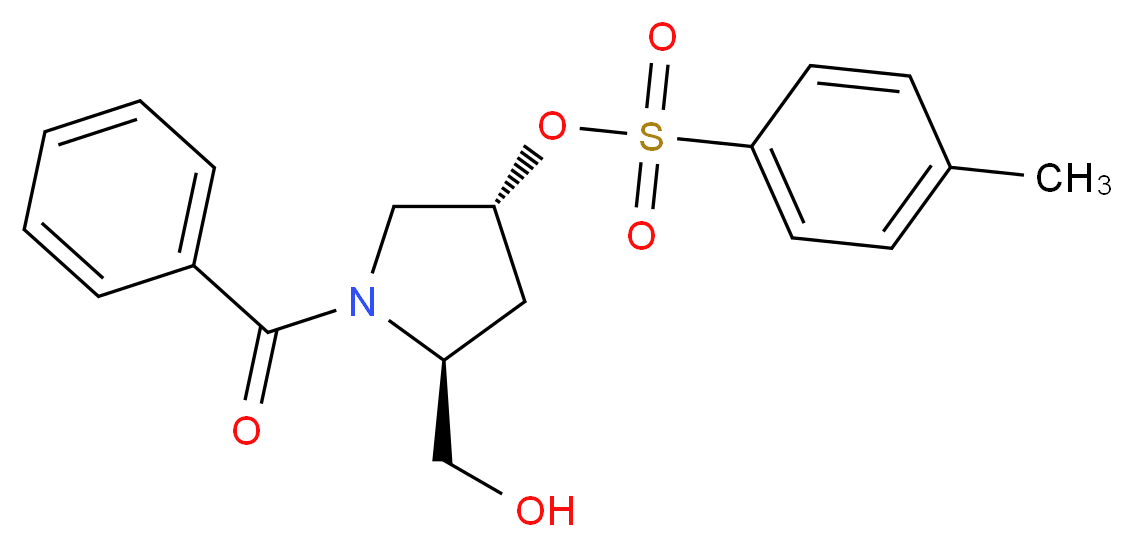 (3R,5S)-1-benzoyl-5-(hydroxymethyl)pyrrolidin-3-yl 4-methylbenzene-1-sulfonate_分子结构_CAS_31560-22-2