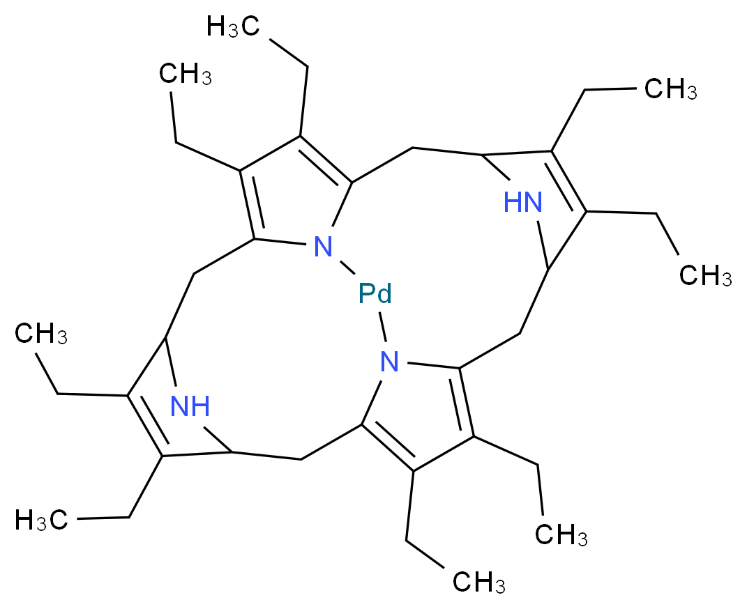 4,5,9,10,14,15,19,20-octaethyl-21,23,24,25-tetraaza-22-palladahexacyclo[9.9.3.1<sup>3</sup>,<sup>6</sup>.1<sup>1</sup><sup>3</sup>,<sup>1</sup><sup>6</sup>.0<sup>8</sup>,<sup>2</sup><sup>3</sup>.0<sup>1</sup><sup>8</sup>,<sup>2</sup><sup>1</sup>]pentacosa-1(20),4,8,10,14,18-hexaene_分子结构_CAS_24804-00-0