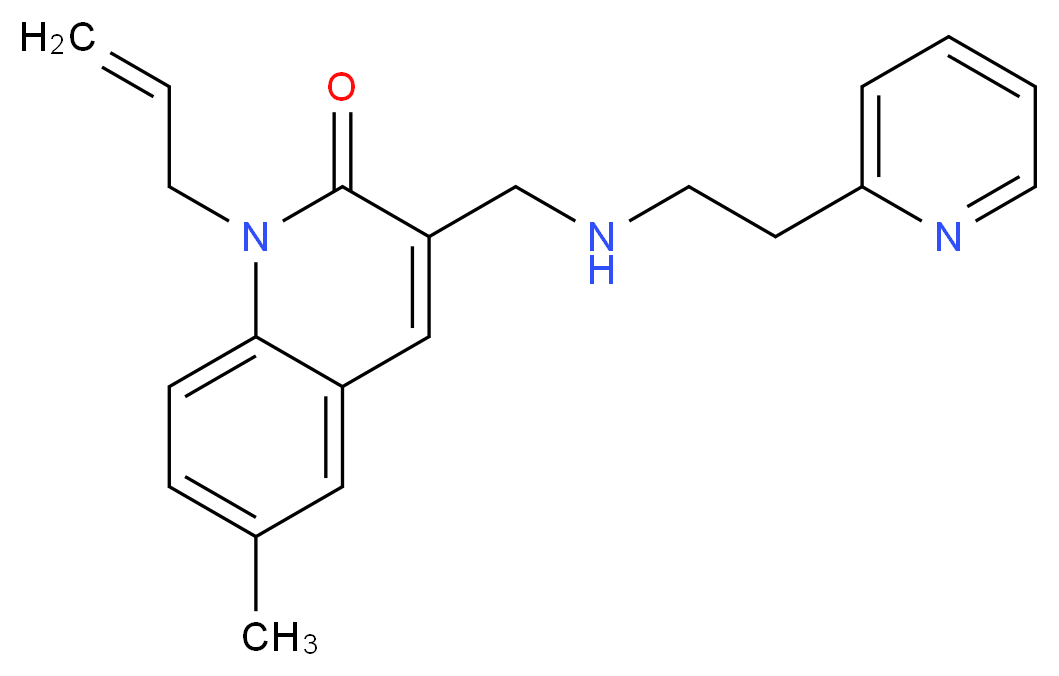 1-allyl-6-methyl-3-({[2-(2-pyridinyl)ethyl]amino}methyl)-2(1H)-quinolinone_分子结构_CAS_)