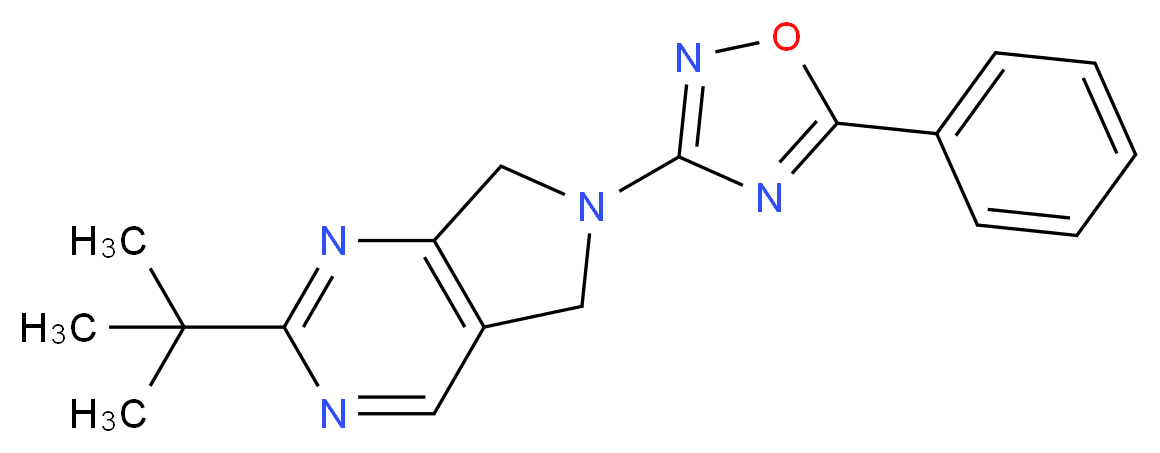 2-tert-butyl-6-(5-phenyl-1,2,4-oxadiazol-3-yl)-6,7-dihydro-5H-pyrrolo[3,4-d]pyrimidine_分子结构_CAS_)