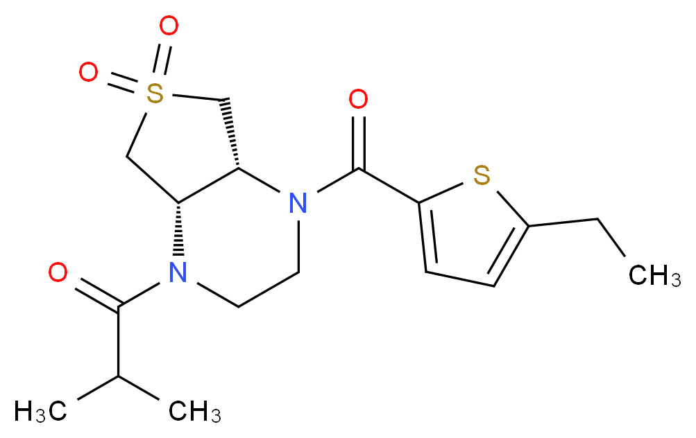 (4aS*,7aR*)-1-[(5-ethyl-2-thienyl)carbonyl]-4-isobutyryloctahydrothieno[3,4-b]pyrazine 6,6-dioxide_分子结构_CAS_)
