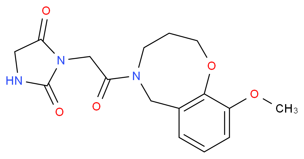 3-[2-(10-methoxy-3,4-dihydro-2H-1,5-benzoxazocin-5(6H)-yl)-2-oxoethyl]-2,4-imidazolidinedione_分子结构_CAS_)