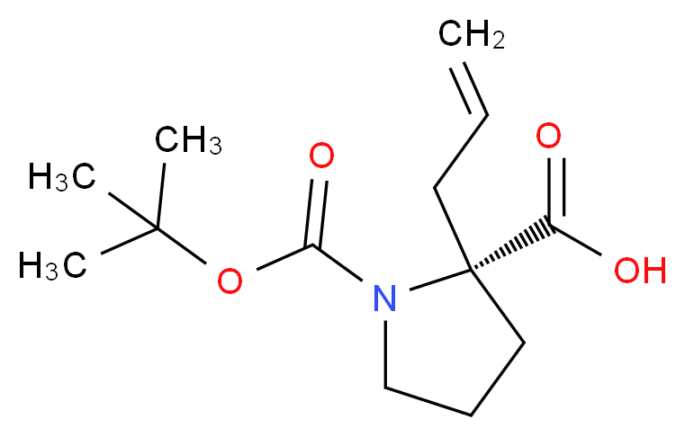 (2R)-1-[(tert-butoxy)carbonyl]-2-(prop-2-en-1-yl)pyrrolidine-2-carboxylic acid_分子结构_CAS_144085-23-4