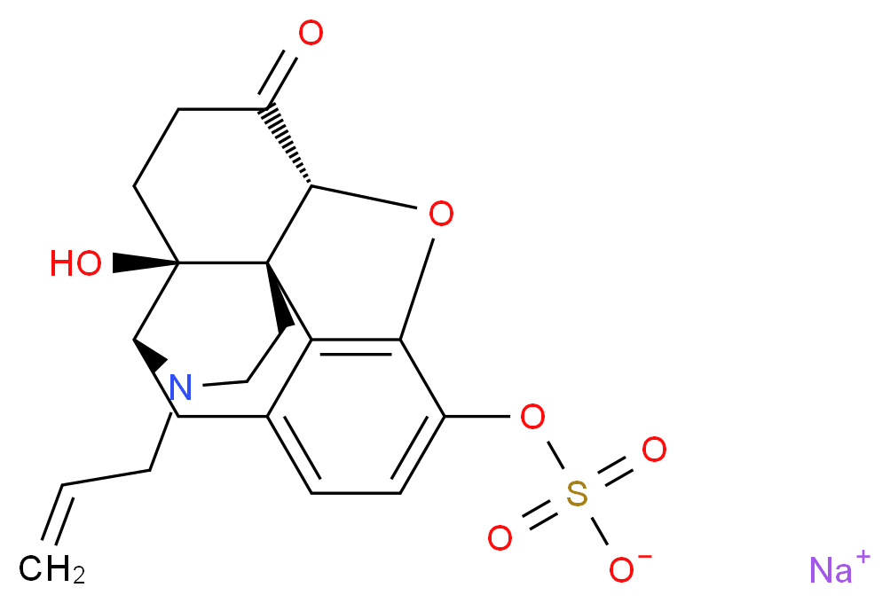 sodium (1S,5R,13R,17S)-17-hydroxy-14-oxo-4-(prop-2-en-1-yl)-12-oxa-4-azapentacyclo[9.6.1.0<sup>1</sup>,<sup>1</sup><sup>3</sup>.0<sup>5</sup>,<sup>1</sup><sup>7</sup>.0<sup>7</sup>,<sup>1</sup><sup>8</sup>]octadeca-7(18),8,10-trien-10-yl sulfate_分子结构_CAS_156047-22-2