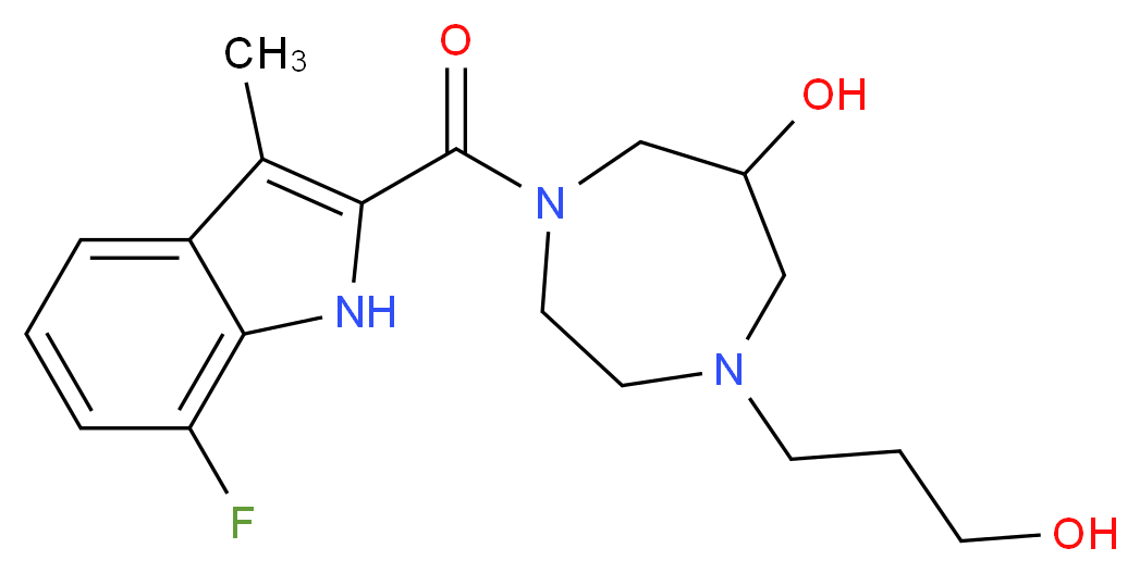 1-[(7-fluoro-3-methyl-1H-indol-2-yl)carbonyl]-4-(3-hydroxypropyl)-1,4-diazepan-6-ol_分子结构_CAS_)