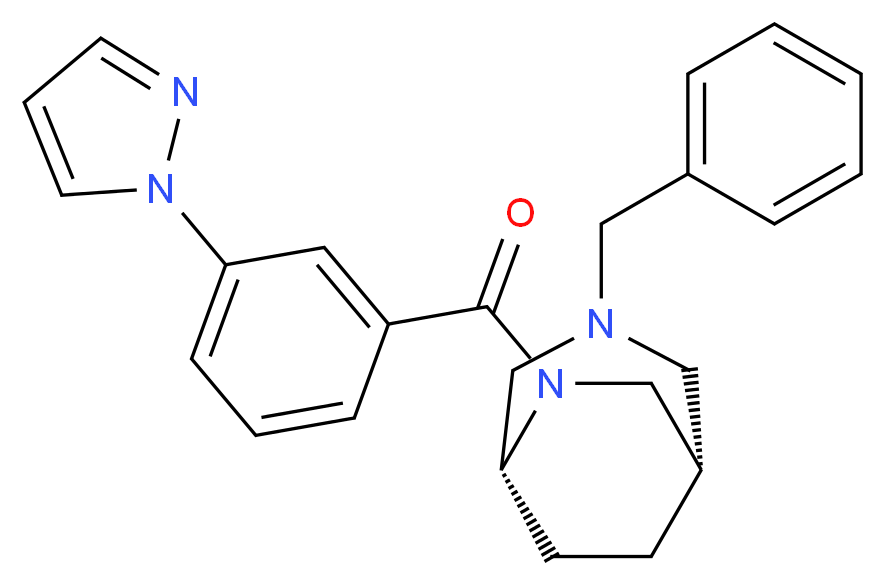 (1S*,5R*)-3-benzyl-6-[3-(1H-pyrazol-1-yl)benzoyl]-3,6-diazabicyclo[3.2.2]nonane_分子结构_CAS_)