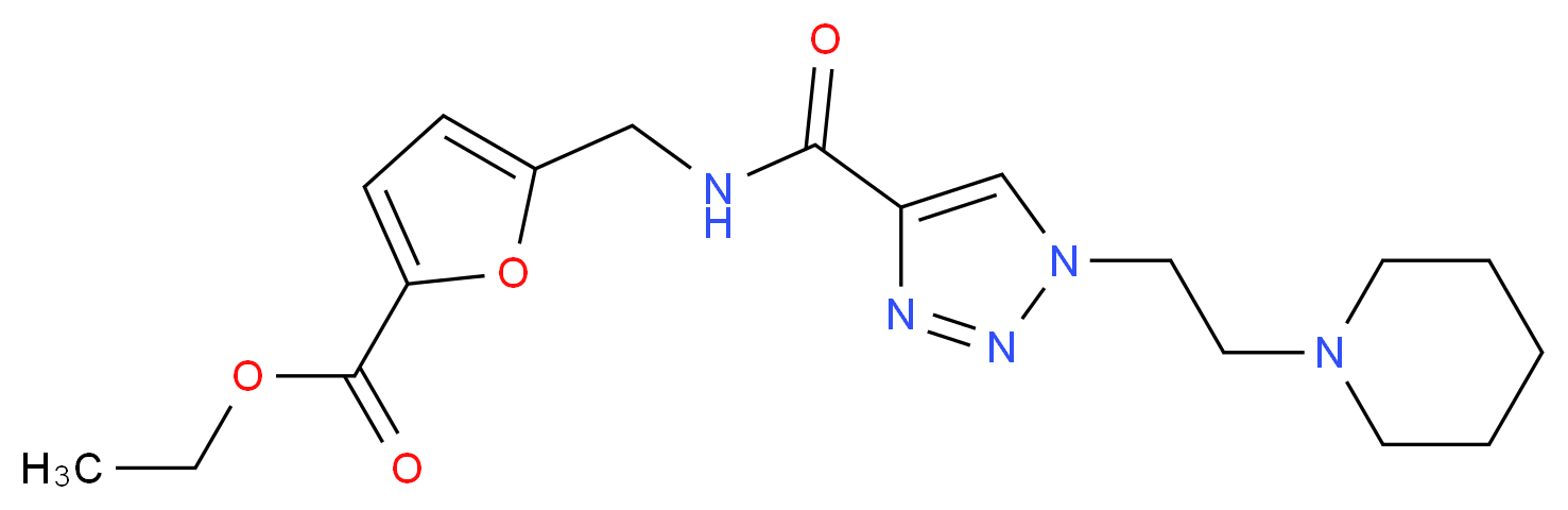 ethyl 5-{[({1-[2-(1-piperidinyl)ethyl]-1H-1,2,3-triazol-4-yl}carbonyl)amino]methyl}-2-furoate_分子结构_CAS_)
