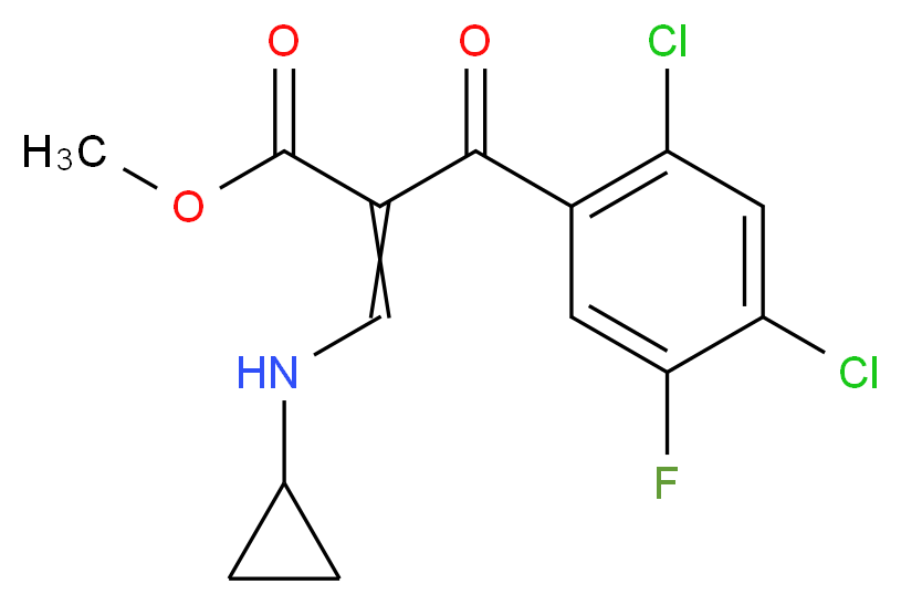 methyl 3-(cyclopropylamino)-2-(2,4-dichloro-5-fluorobenzoyl)prop-2-enoate_分子结构_CAS_105392-26-5