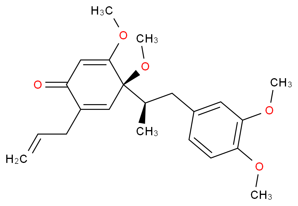 (4S)-4-[(2R)-1-(3,4-dimethoxyphenyl)propan-2-yl]-4,5-dimethoxy-2-(prop-2-en-1-yl)cyclohexa-2,5-dien-1-one_分子结构_CAS_74048-71-8