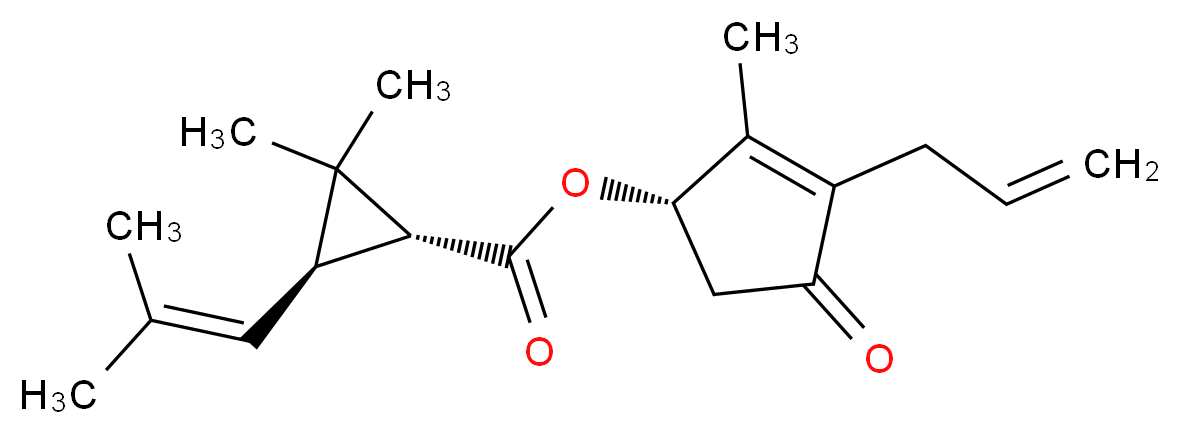 (1S)-2-methyl-4-oxo-3-(prop-2-en-1-yl)cyclopent-2-en-1-yl (1R,3R)-2,2-dimethyl-3-(2-methylprop-1-en-1-yl)cyclopropane-1-carboxylate_分子结构_CAS_28434-00-6