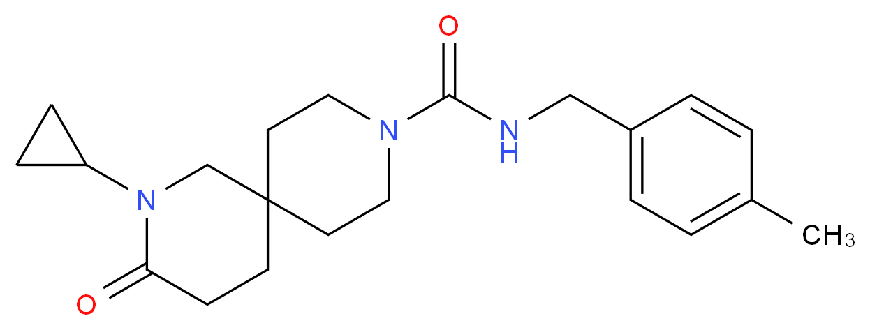 2-cyclopropyl-N-(4-methylbenzyl)-3-oxo-2,9-diazaspiro[5.5]undecane-9-carboxamide_分子结构_CAS_)