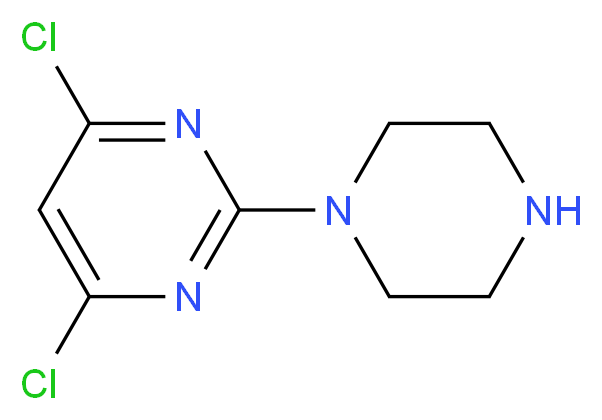 4,6-dichloro-2-(piperazin-1-yl)pyrimidine_分子结构_CAS_1017781-91-7