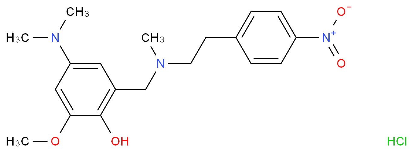 4-(dimethylamino)-2-methoxy-6-({methyl[2-(4-nitrophenyl)ethyl]amino}methyl)phenol hydrochloride_分子结构_CAS_396073-89-5