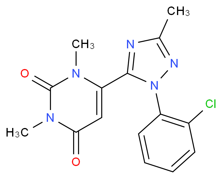 6-[1-(2-chlorophenyl)-3-methyl-1H-1,2,4-triazol-5-yl]-1,3-dimethylpyrimidine-2,4(1H,3H)-dione_分子结构_CAS_)