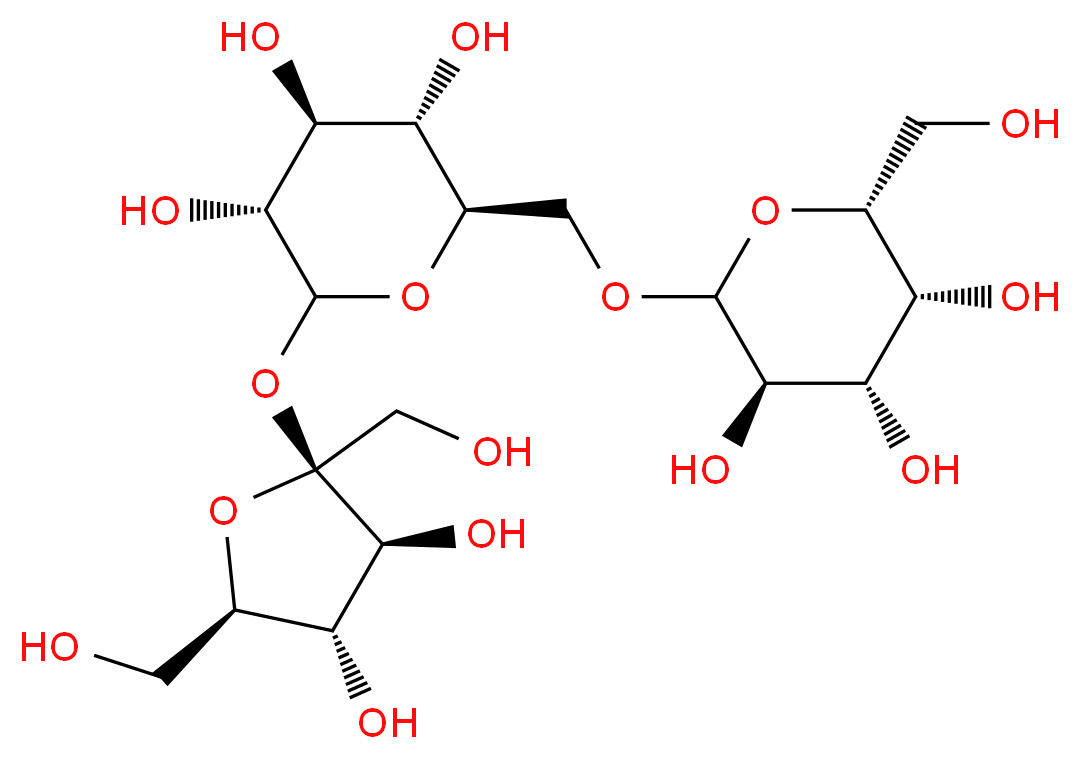 (3R,4S,5S,6R)-2-{[(2S,3S,4S,5R)-3,4-dihydroxy-2,5-bis(hydroxymethyl)oxolan-2-yl]oxy}-6-({[(3R,4S,5R,6R)-3,4,5-trihydroxy-6-(hydroxymethyl)oxan-2-yl]oxy}methyl)oxane-3,4,5-triol_分子结构_CAS_512-69-6