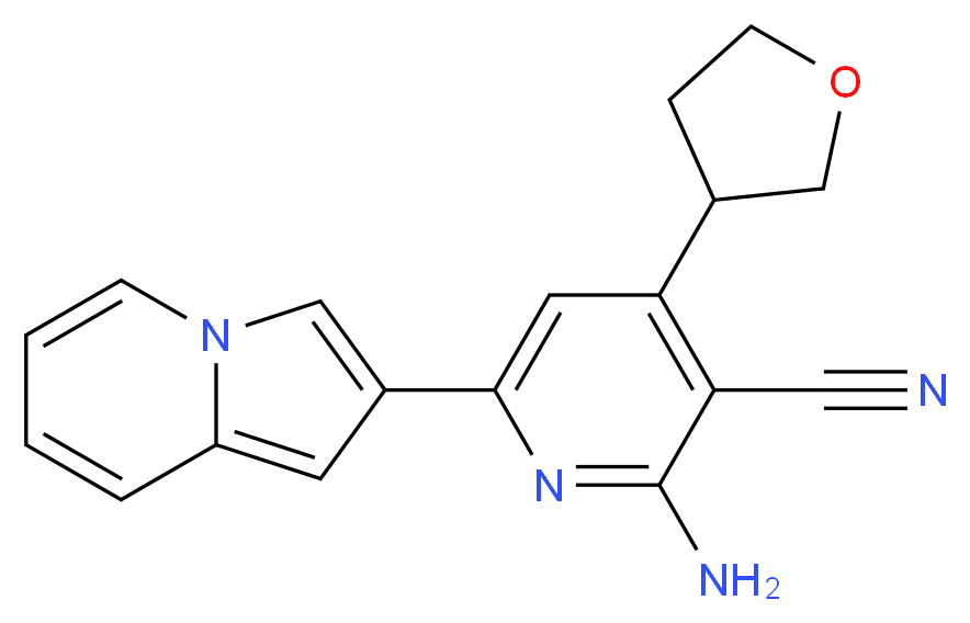 2-amino-6-indolizin-2-yl-4-(tetrahydrofuran-3-yl)nicotinonitrile_分子结构_CAS_)