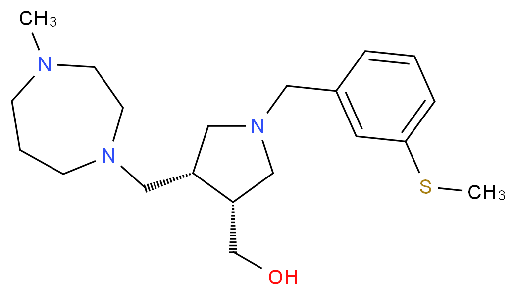 {(3R*,4S*)-4-[(4-methyl-1,4-diazepan-1-yl)methyl]-1-[3-(methylthio)benzyl]pyrrolidin-3-yl}methanol_分子结构_CAS_)