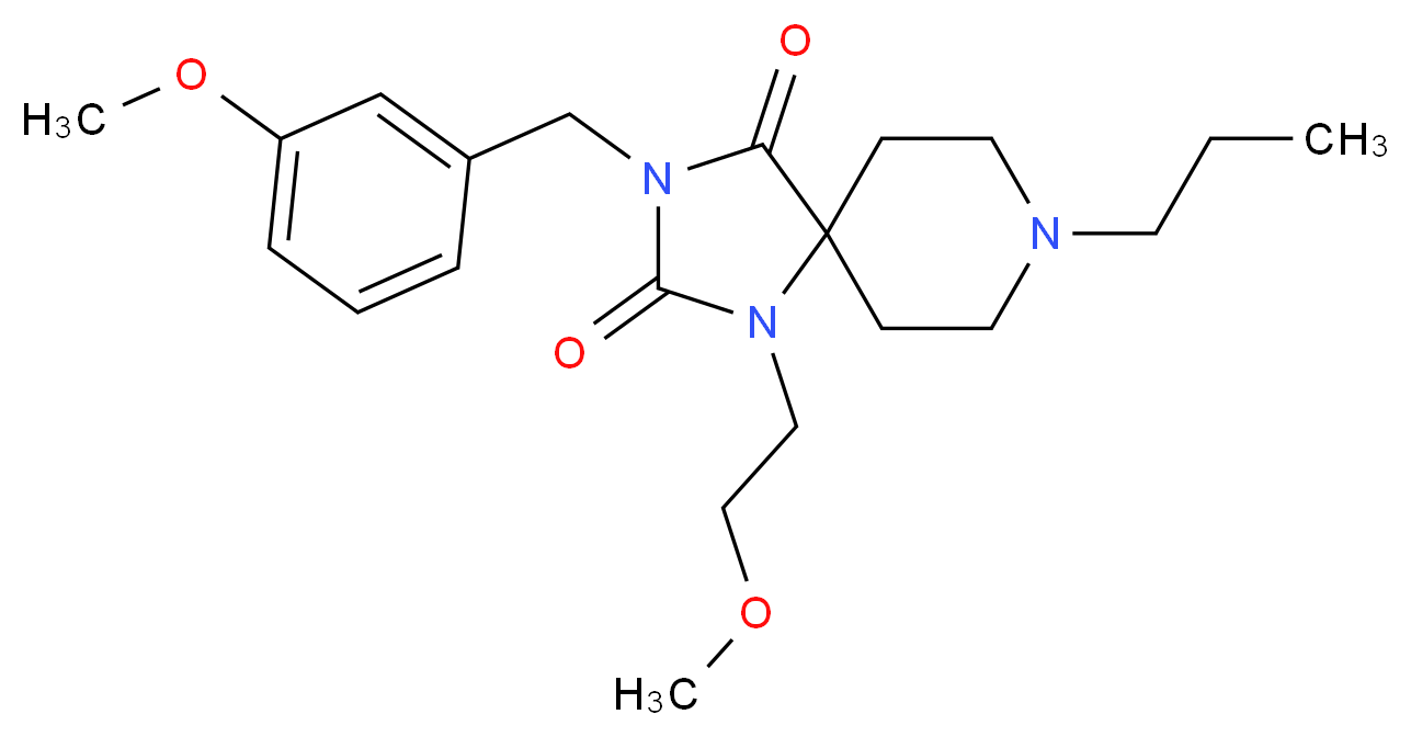 3-(3-methoxybenzyl)-1-(2-methoxyethyl)-8-propyl-1,3,8-triazaspiro[4.5]decane-2,4-dione_分子结构_CAS_)