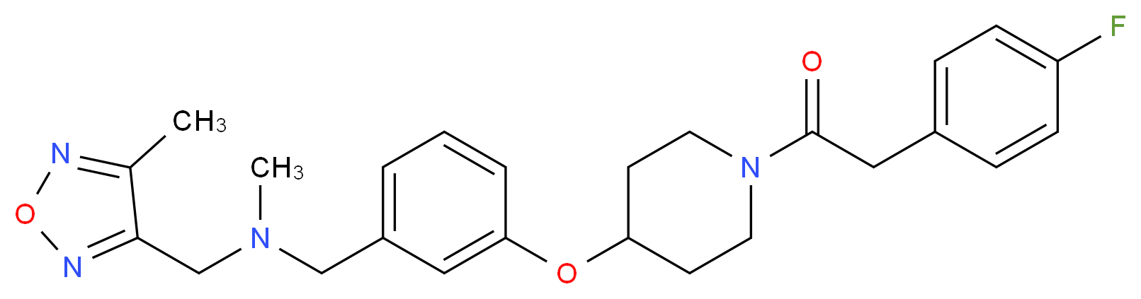 1-[3-({1-[(4-fluorophenyl)acetyl]-4-piperidinyl}oxy)phenyl]-N-methyl-N-[(4-methyl-1,2,5-oxadiazol-3-yl)methyl]methanamine_分子结构_CAS_)