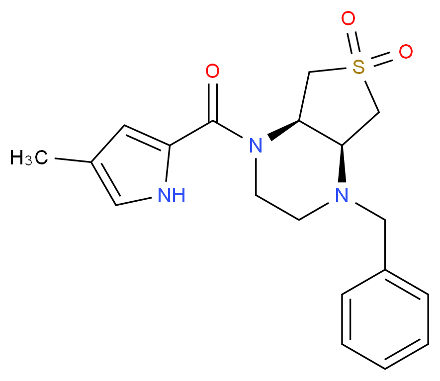 (4aR*,7aS*)-1-benzyl-4-[(4-methyl-1H-pyrrol-2-yl)carbonyl]octahydrothieno[3,4-b]pyrazine 6,6-dioxide_分子结构_CAS_)