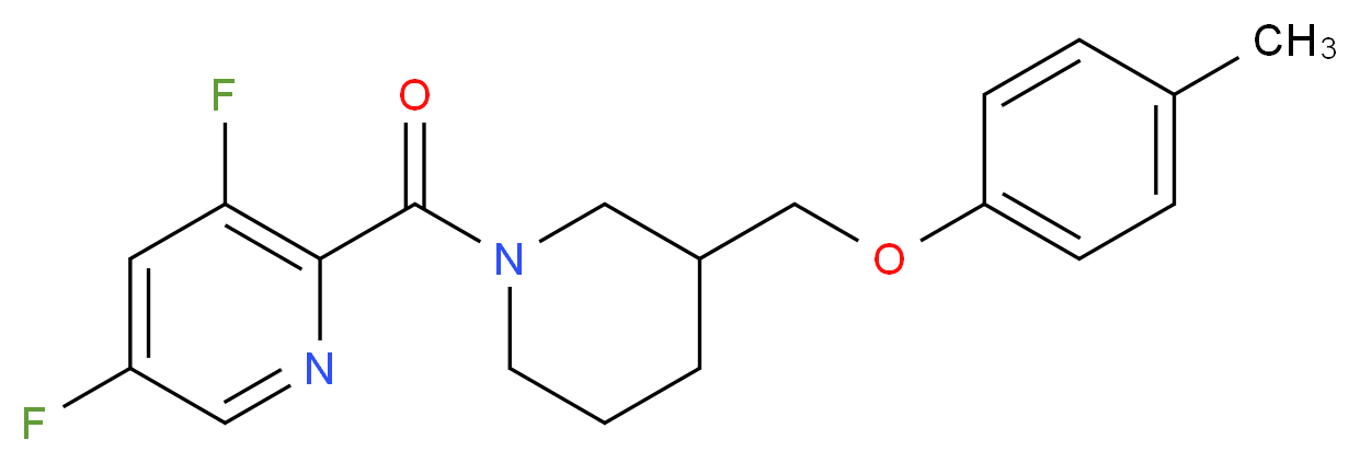 3,5-difluoro-2-({3-[(4-methylphenoxy)methyl]-1-piperidinyl}carbonyl)pyridine_分子结构_CAS_)