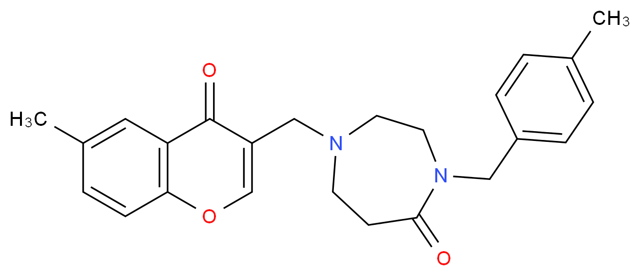 4-(4-methylbenzyl)-1-[(6-methyl-4-oxo-4H-chromen-3-yl)methyl]-1,4-diazepan-5-one_分子结构_CAS_)