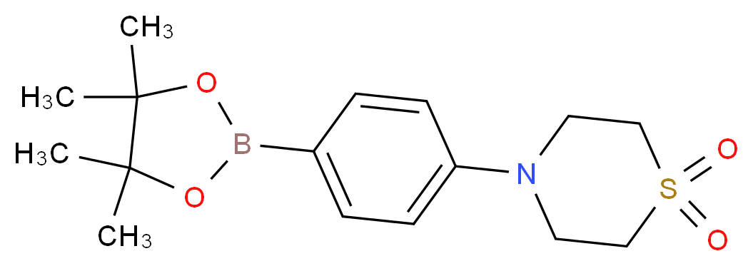 4-[4-(tetramethyl-1,3,2-dioxaborolan-2-yl)phenyl]-1λ<sup>6</sup>-thiomorpholine-1,1-dione_分子结构_CAS_1093878-43-3