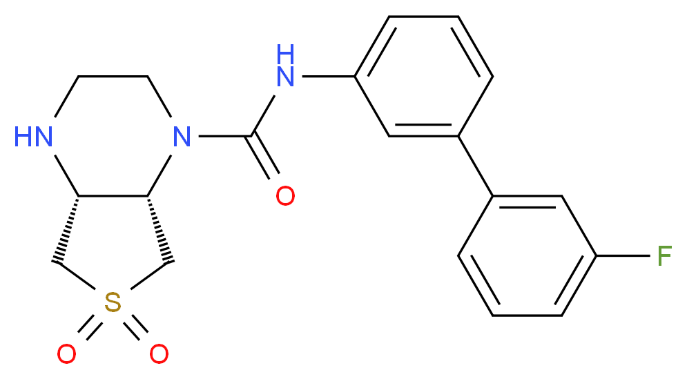 (4aR*,7aS*)-N-(3'-fluorobiphenyl-3-yl)hexahydrothieno[3,4-b]pyrazine-1(2H)-carboxamide 6,6-dioxide_分子结构_CAS_)