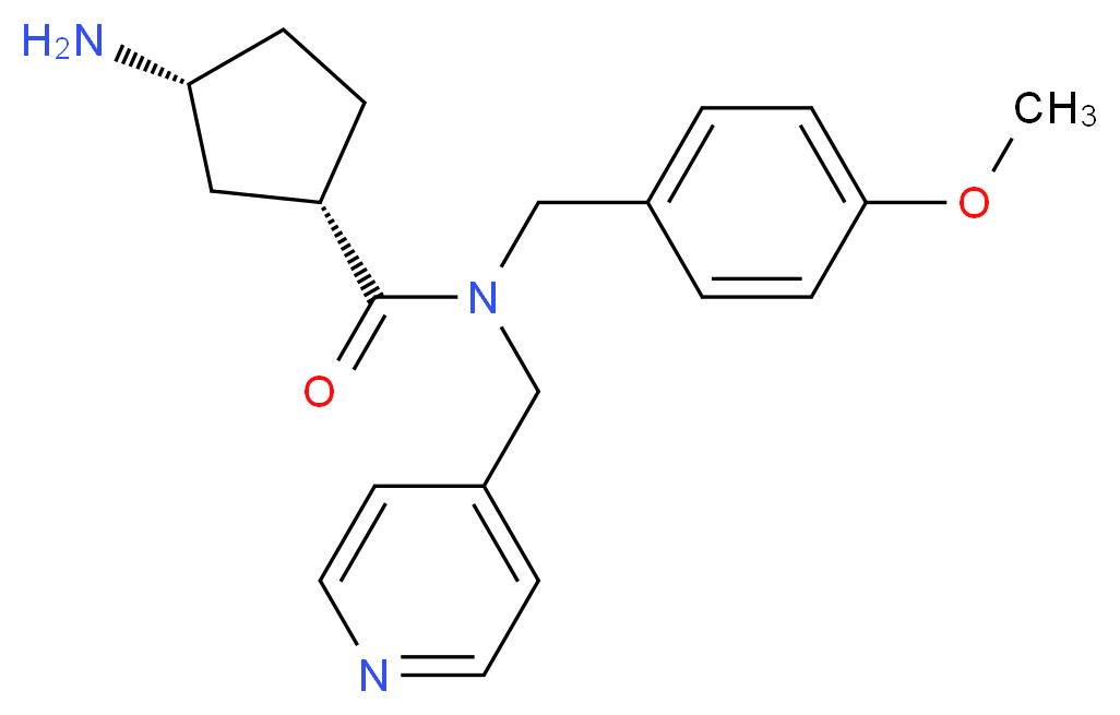 (1S*,3R*)-3-amino-N-(4-methoxybenzyl)-N-(pyridin-4-ylmethyl)cyclopentanecarboxamide_分子结构_CAS_)