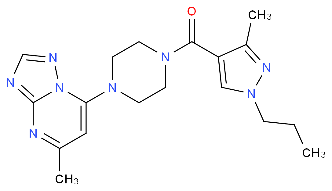 5-methyl-7-{4-[(3-methyl-1-propyl-1H-pyrazol-4-yl)carbonyl]-1-piperazinyl}[1,2,4]triazolo[1,5-a]pyrimidine_分子结构_CAS_)
