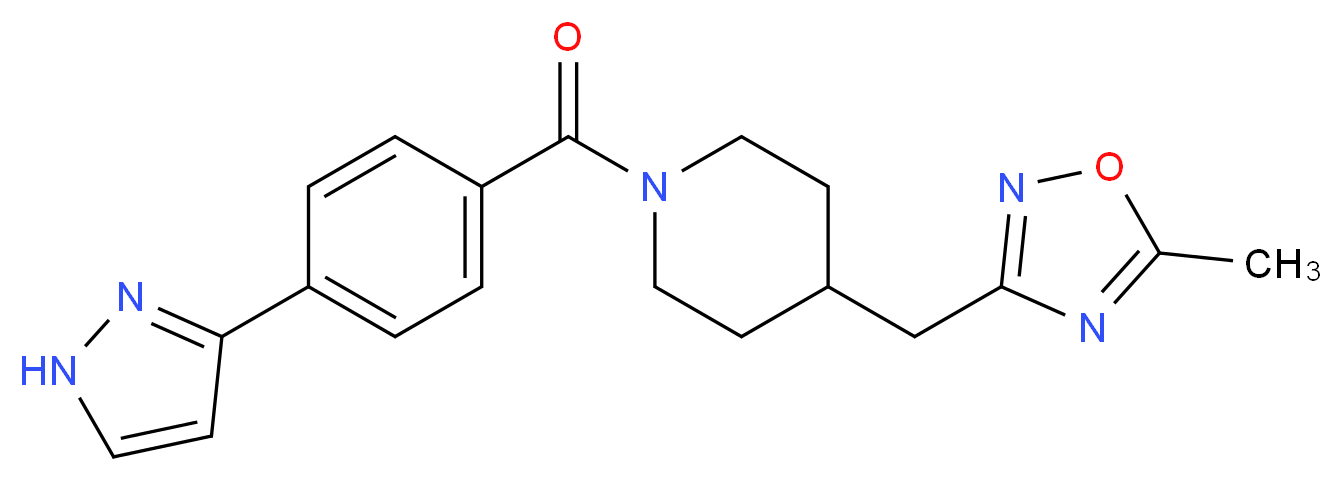 4-[(5-methyl-1,2,4-oxadiazol-3-yl)methyl]-1-[4-(1H-pyrazol-3-yl)benzoyl]piperidine_分子结构_CAS_)