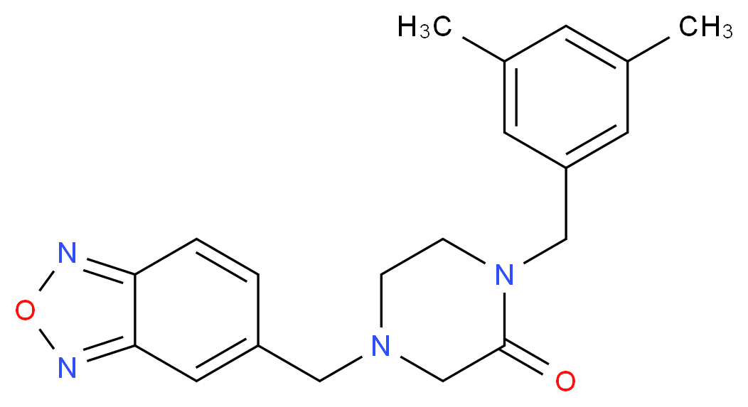 4-(2,1,3-benzoxadiazol-5-ylmethyl)-1-(3,5-dimethylbenzyl)-2-piperazinone_分子结构_CAS_)