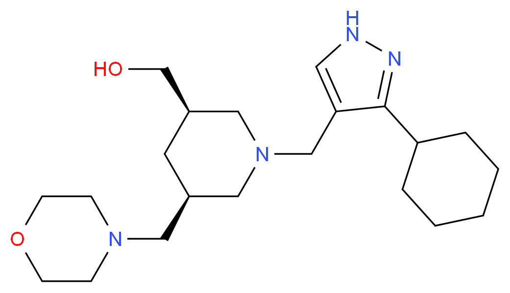 [(3R*,5S*)-1-[(3-cyclohexyl-1H-pyrazol-4-yl)methyl]-5-(morpholin-4-ylmethyl)piperidin-3-yl]methanol_分子结构_CAS_)