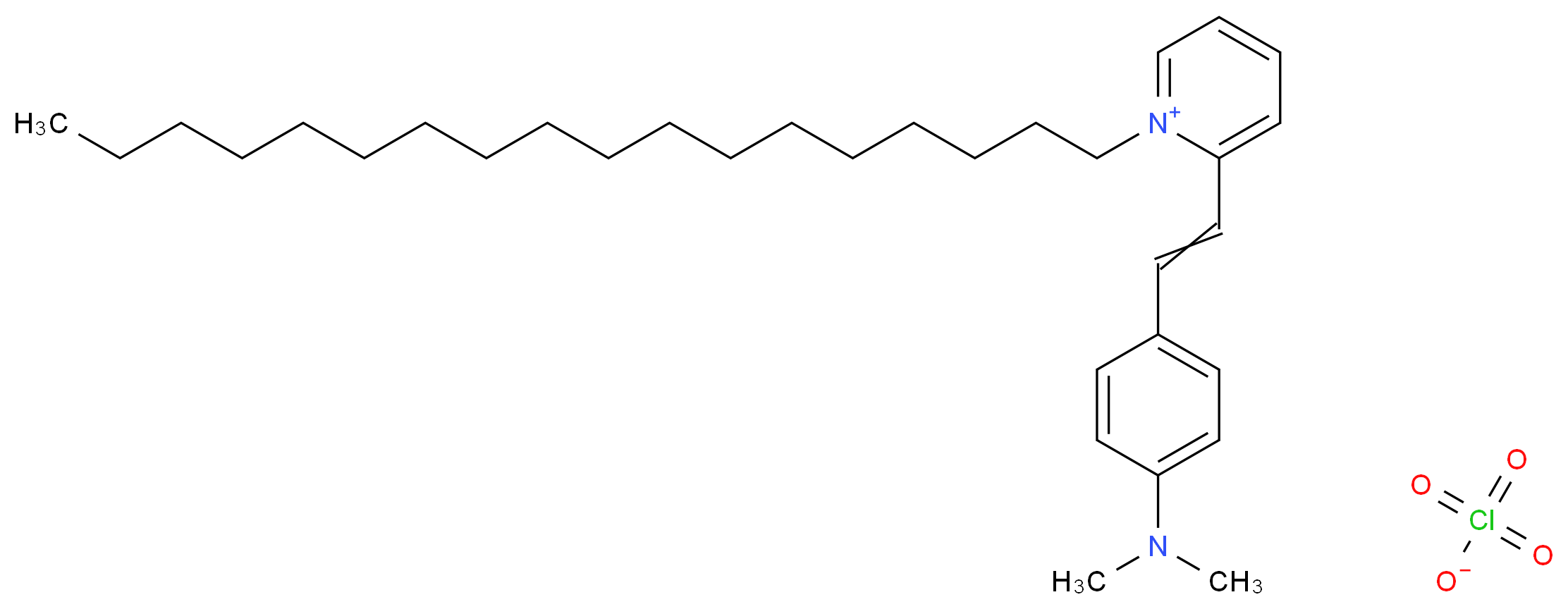 2-{2-[4-(dimethylamino)phenyl]ethenyl}-1-octadecylpyridin-1-ium perchlorate_分子结构_CAS_146764-32-1