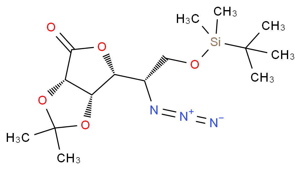 (3aS,6R,6aS)-6-[(1S)-1-azido-2-[(tert-butyldimethylsilyl)oxy]ethyl]-2,2-dimethyl-tetrahydro-2H-furo[3,4-d][1,3]dioxol-4-one_分子结构_CAS_118464-49-6