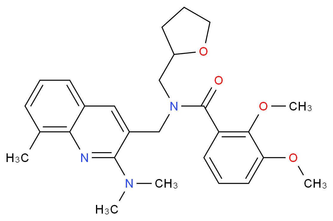 N-{[2-(dimethylamino)-8-methyl-3-quinolinyl]methyl}-2,3-dimethoxy-N-(tetrahydro-2-furanylmethyl)benzamide_分子结构_CAS_)