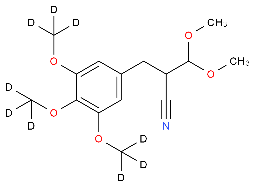 2-(dimethoxymethyl)-3-[3,4,5-tris(<sup>2</sup>H<sub>3</sub>)methoxyphenyl]propanenitrile_分子结构_CAS_1185144-63-1