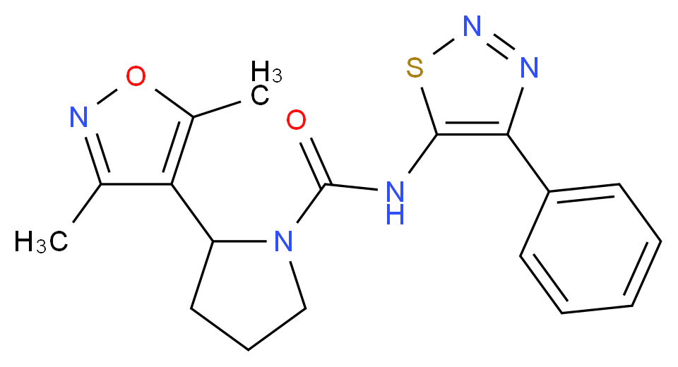 2-(3,5-dimethylisoxazol-4-yl)-N-(4-phenyl-1,2,3-thiadiazol-5-yl)pyrrolidine-1-carboxamide_分子结构_CAS_)