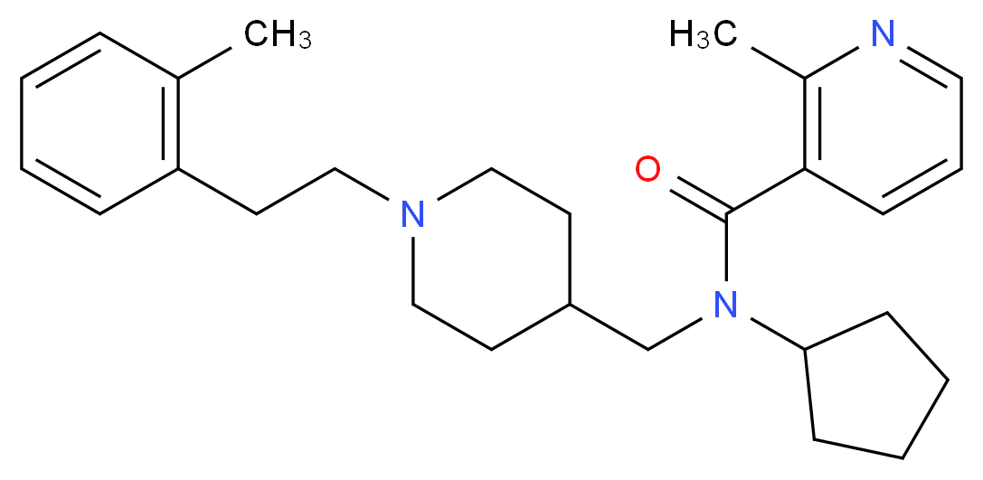 N-cyclopentyl-2-methyl-N-({1-[2-(2-methylphenyl)ethyl]-4-piperidinyl}methyl)nicotinamide_分子结构_CAS_)